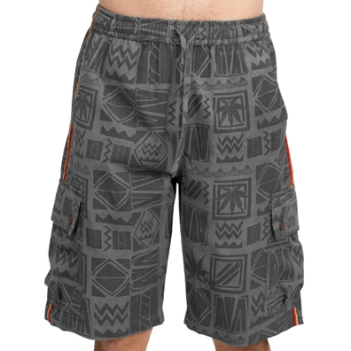 Grey 90's Print Rasta Cargo Shorts