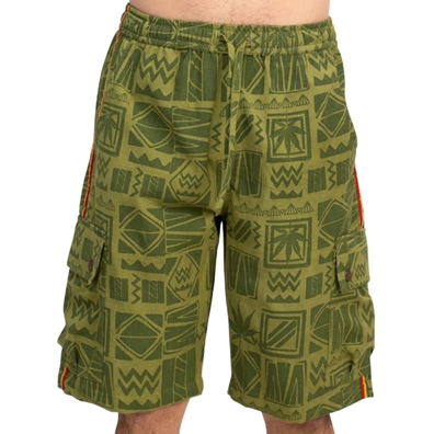 Sage 90's Print Rasta Cargo Shorts