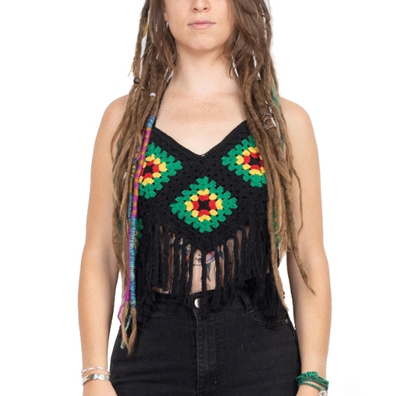 Rasta Fringe Crochet Top - Women's