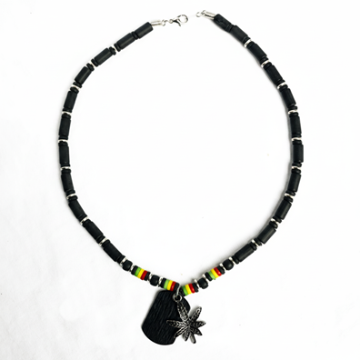 Rasta Leaf Dog Tag Necklace
