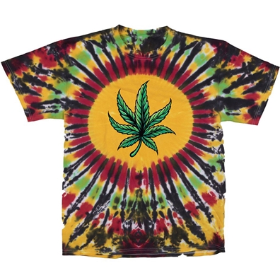 Rasta Cannabis Leaf Sunburst Tie-Dye T-Shirt