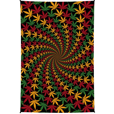 Rasta Cannabis Leaf Spiral Tapestry 60x90