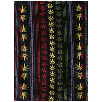 Rasta Leaf Stripe Plush Throw Blanket