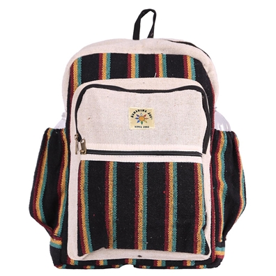 Rasta Stripe & Natural Woven Backpack