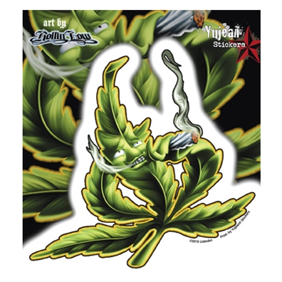 Smoking Cannabis Leaf Art Sticker