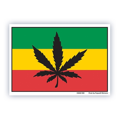 Rasta Flag & Black Cannabis Leaf Sticker