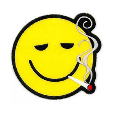 Smoking Smiley Face Embroidered Patch