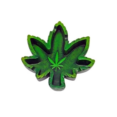 Green Cannabis Leaf Ashtray