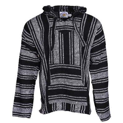 Black & Grey Stripe Baja Hoodie