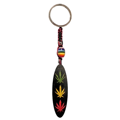 Rasta 3-Leaf Charm Keychain
