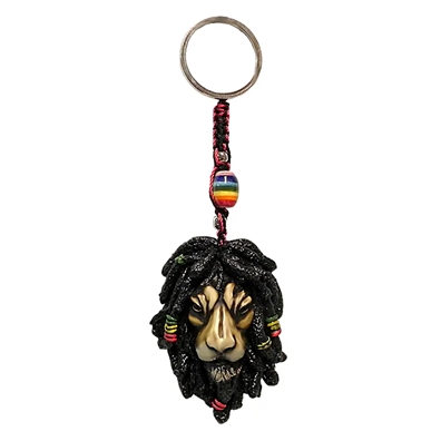 Rasta Dreadlock Lion Charm Keychain