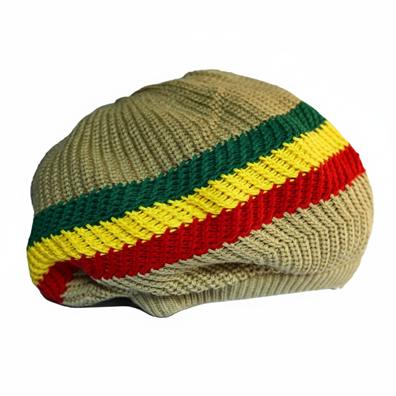 Khaki and Rasta Stripe Tam