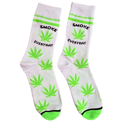 Smoke Everyday Cannabis Leaf Crew Socks
