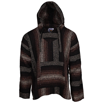Earth Tone Stripe Woven Baja Hoodie (Brown/Black)