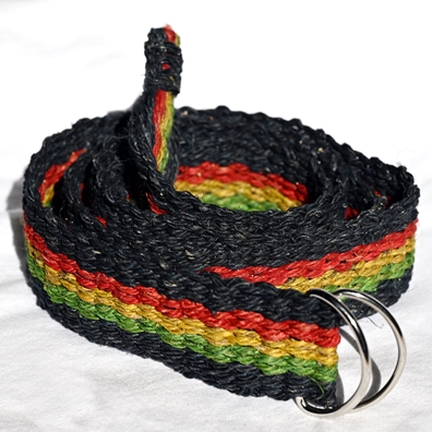 Rasta Striped Hemp Black Belt