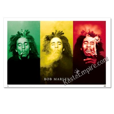 Bob Marley Smoke 3 Pictures in One Poster 36" x 24"