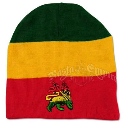 Lion of Judah on Red, Yellow and Green Beanie Cap