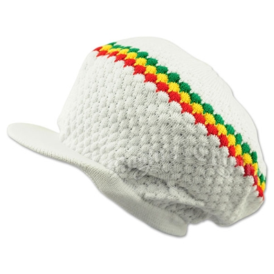 Rasta Band Brim Headwear - White