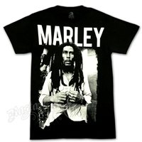 Men's Black T-Shirt Official Bob Marley Black & White