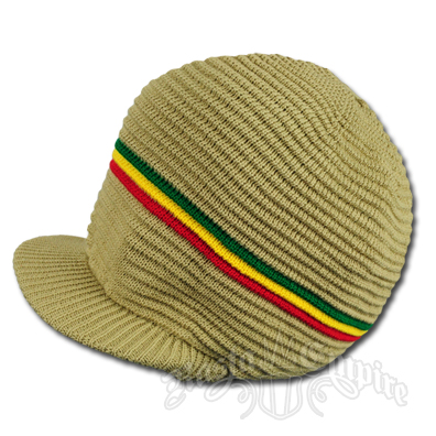 Kakhi Rasta Rasta Ribbed Cotton Cap - khaki/Rasta @ RastaEmpire.com