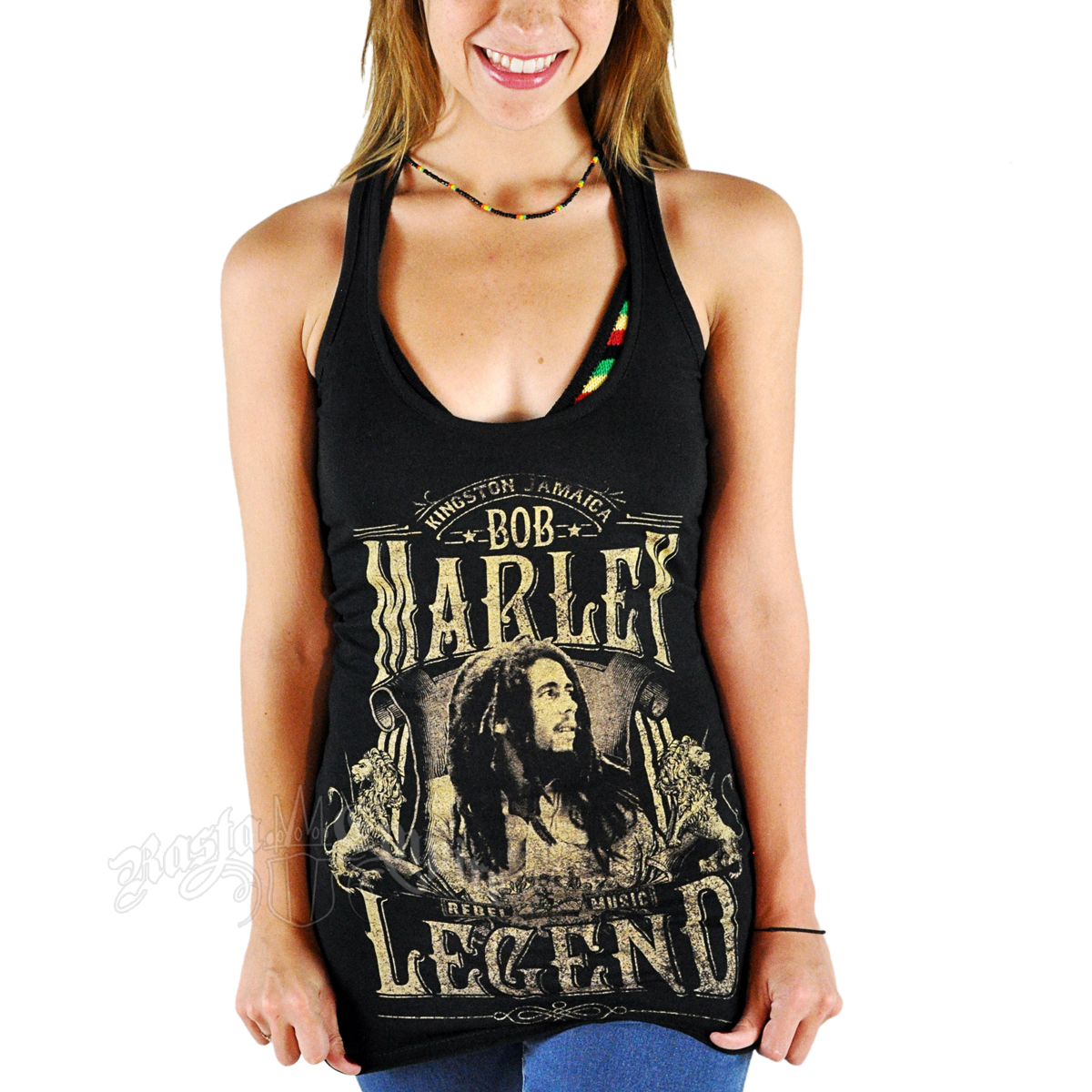 Bob Legend Rebel Black Racer Tank Top - @ RastaEmpire.com