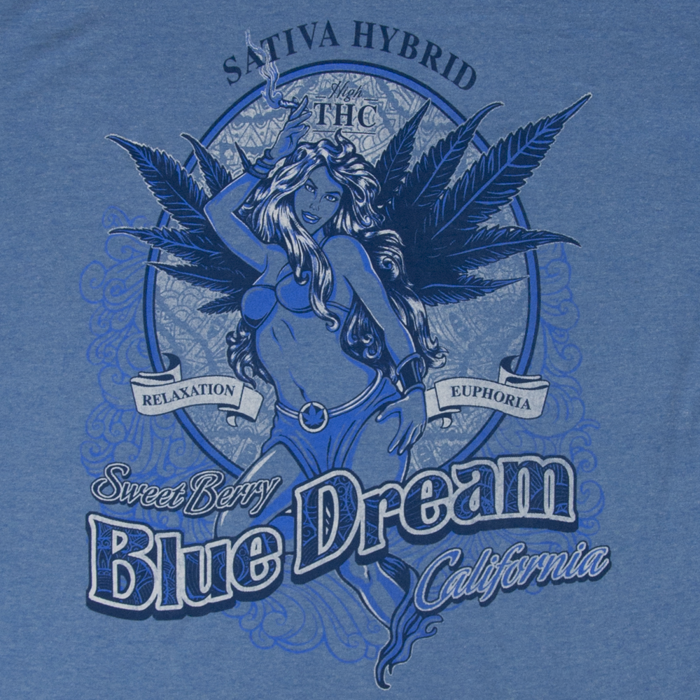 Blue Dream Mens Marijuana Weed T-Shirt Printed On Shaka Wear Heavyweight T-Shirt
