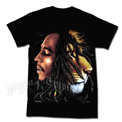 Bob Marley & Lion Profile Black T-Shirt - Men's