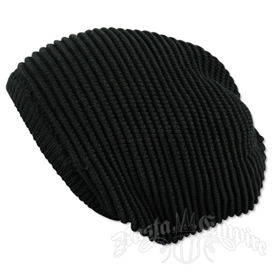 Solid Black Oversized Beanie Cap