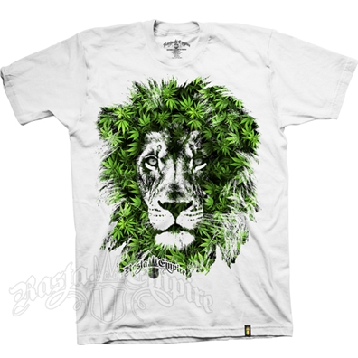 RastaEmpire Lion Marijuana Leaves White T-Shirt – Men’s