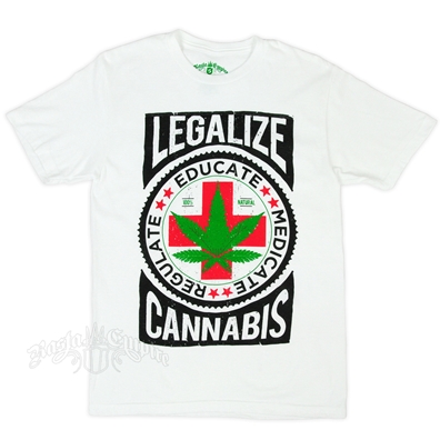 Seven Leaf Legalize Cannabis White Heather T-Shirt - Men's
